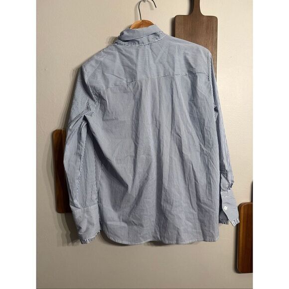 MNG blue and white stripe button up shirt size 6 - Picture 2 of 4
